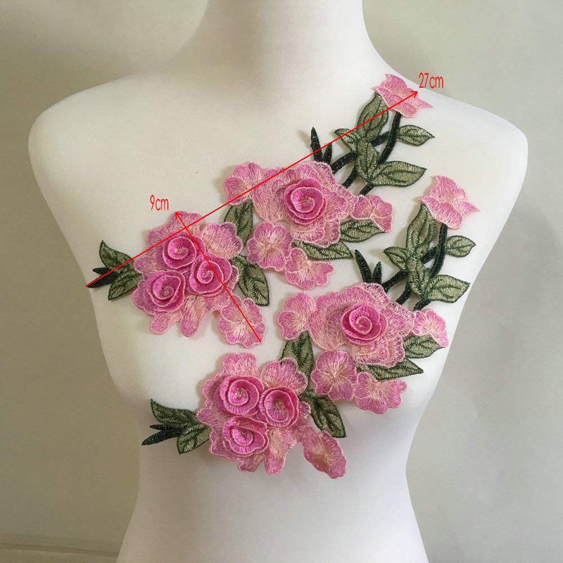 ZALALAA Flowers Embroidered Patch Sticker for Clothing Jacket Jeans Lace Applique DIY Clothes Decorations Fabric Patches (Color G Pink) - Image 2